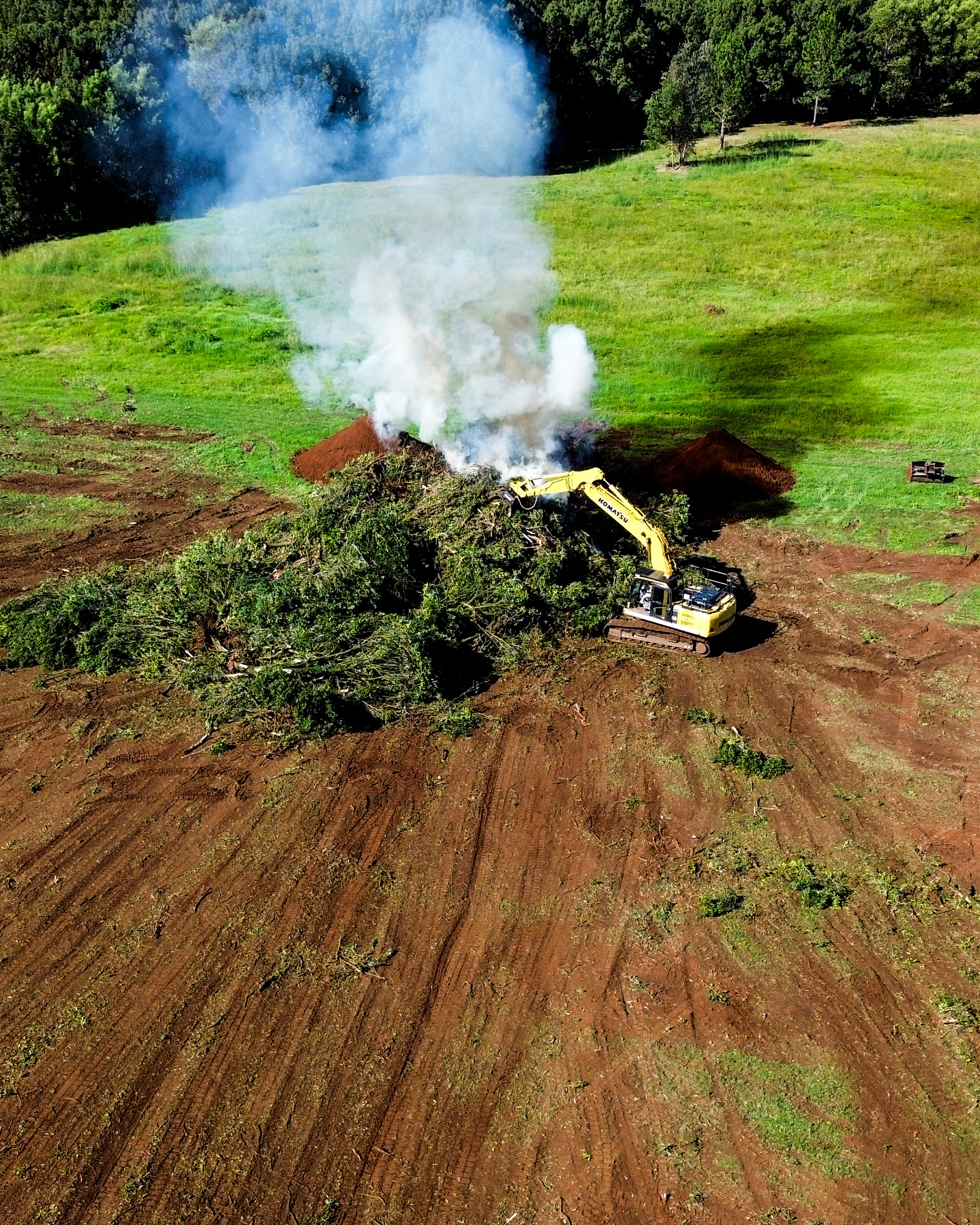 Aerial drone shot of cleared land